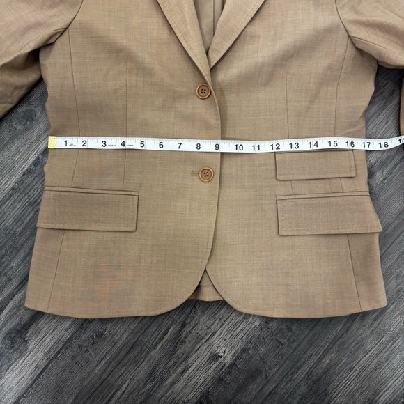 Theory Women Wool Beige Suit Blazer Jacket SZ 10 Academia Preppy Officewear - Picture 7 of 11